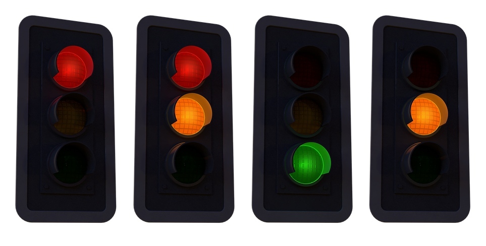 traffic lights showing the complete lighting sequence