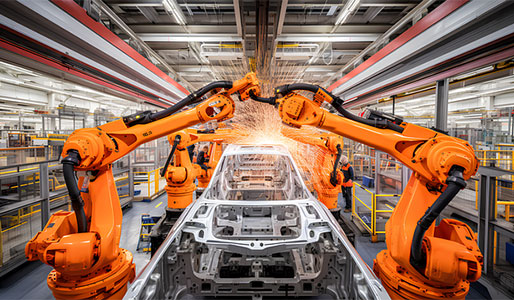 Robots in the automotive manufacturing industry
