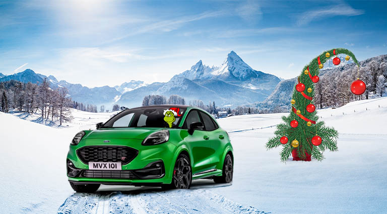 The Grinch Driving a Ford Puma ST