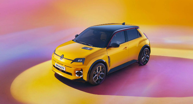 Yellow Renault 5, part of the Electric Car Grant discount list.