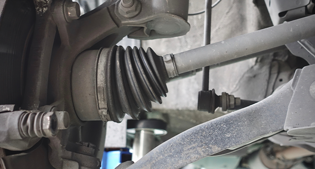 Driveshaft or CV Joint Issues: driveshaft assembly on a modern automobile - Drive shaft work in progress.