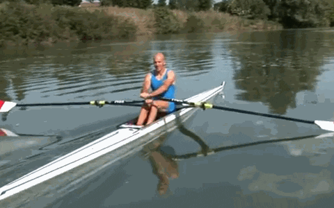 Man paddling a canoe