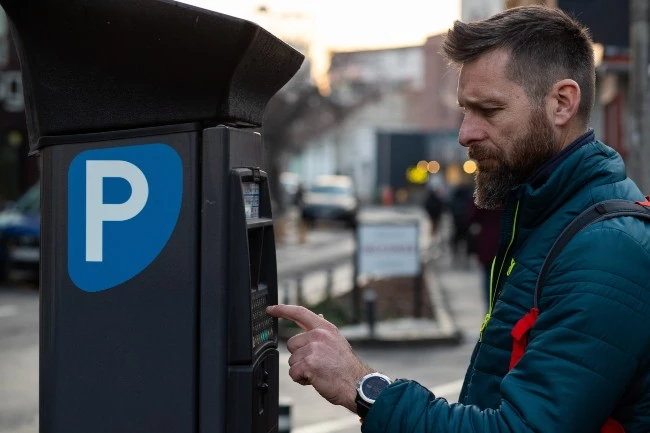 Man paying at pay and display