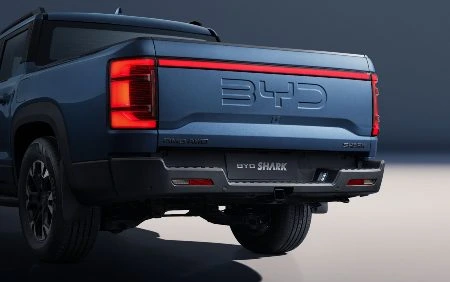 The back of the new BYD shark pickup truck